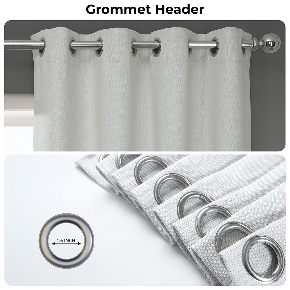Oyster Mist Grommet Textured Faux Linen Room Darkening Curtain
