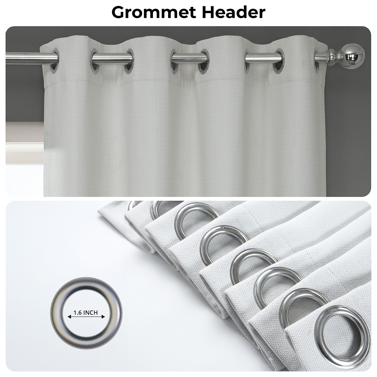 Oyster Mist Grommet Textured Faux Linen Room Darkening Curtain