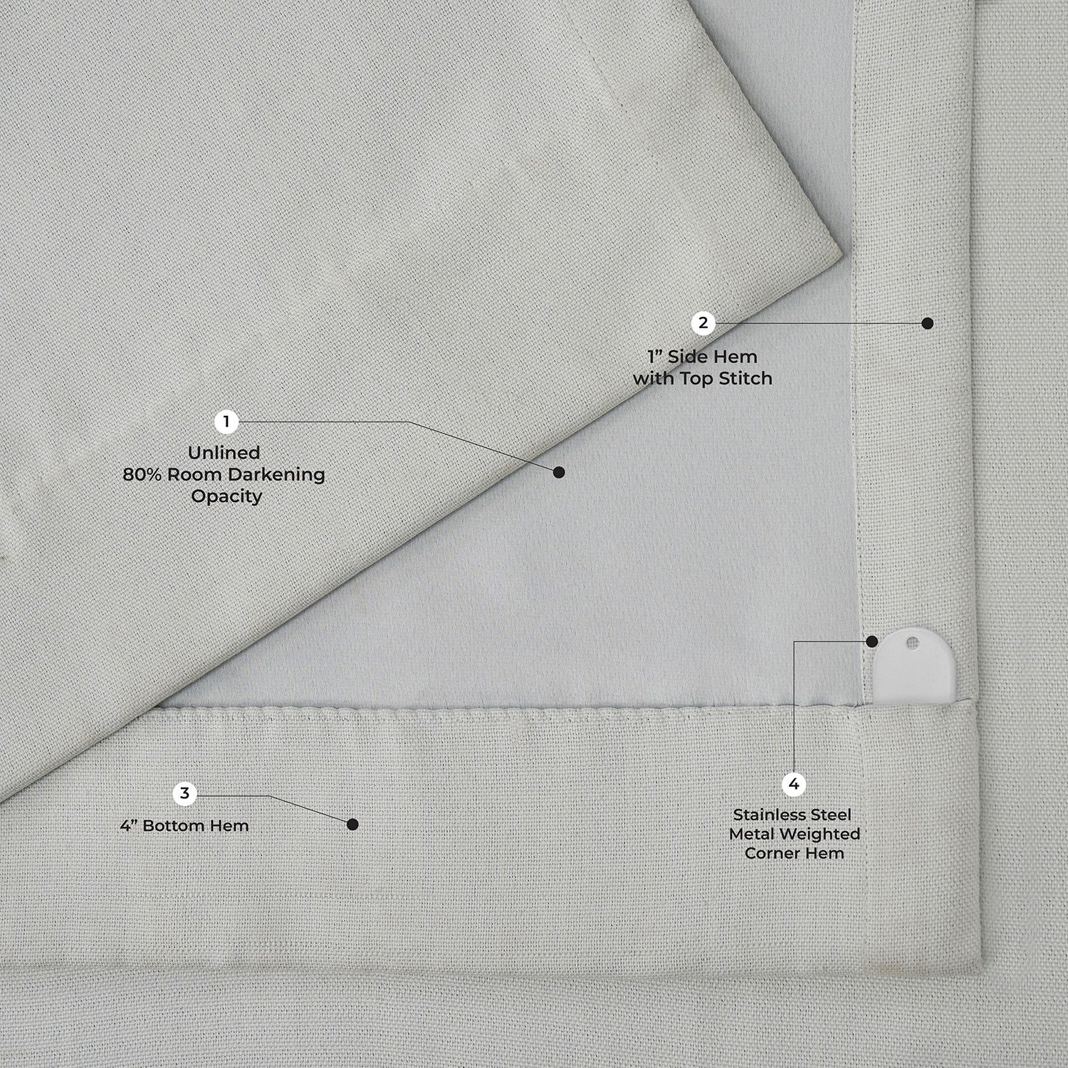 Oyster Mist Grommet Textured Faux Linen Room Darkening Curtain