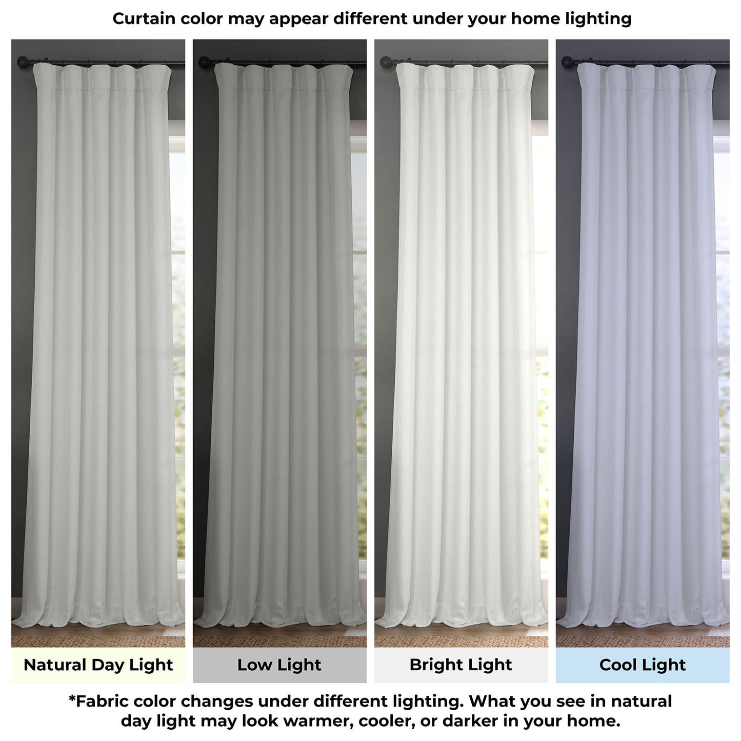 Oyster Mist Textured Faux Linen Room Darkening Curtain