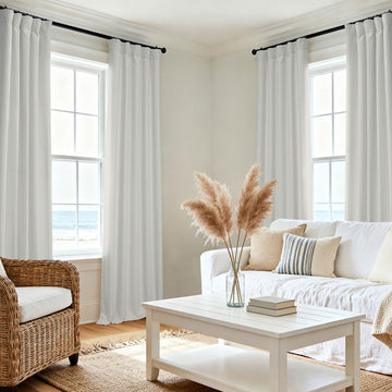 Oyster Mist Textured Faux Linen Room Darkening Curtain