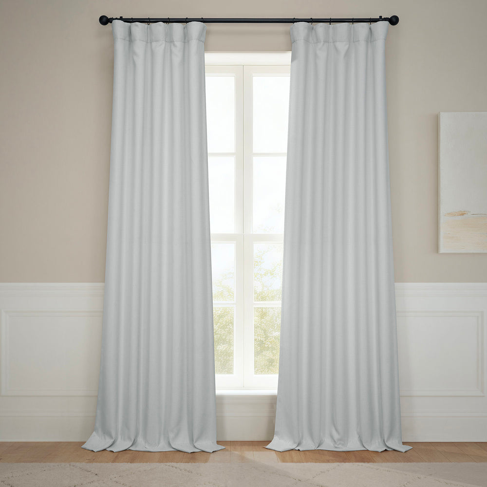 Oyster Textured Faux Linen Room Darkening Curtain