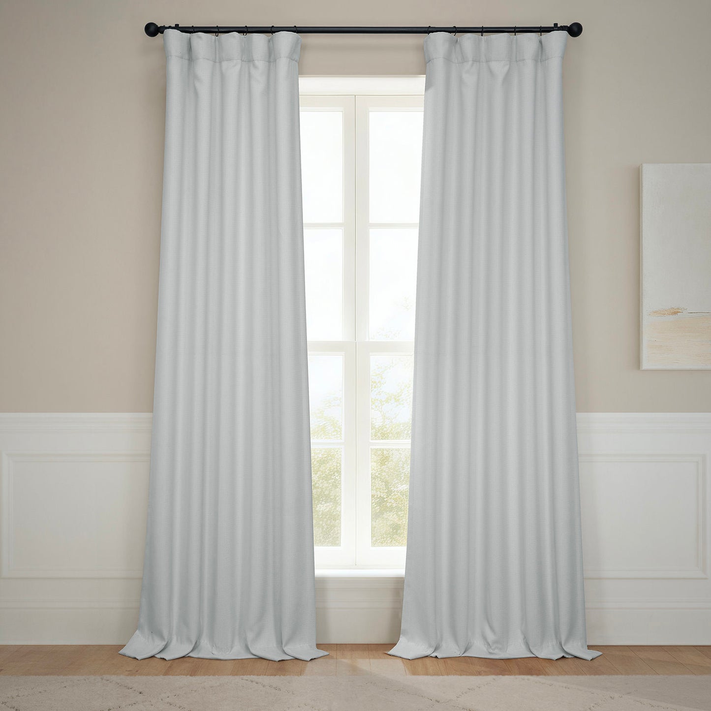 Oyster Textured Faux Linen Room Darkening Curtain