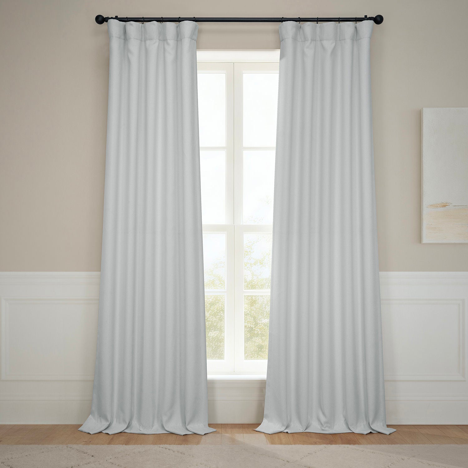 Oyster Textured Faux Linen Room Darkening Curtain