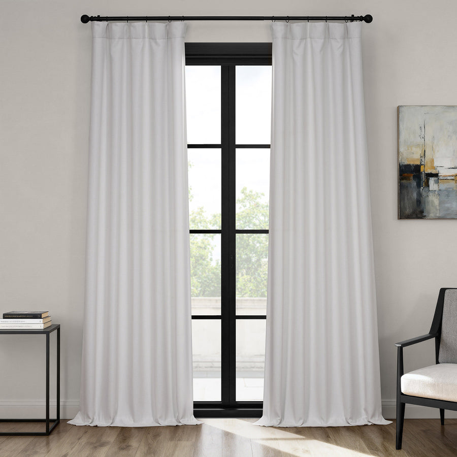 Oyster Textured Faux Linen Room Darkening Curtain