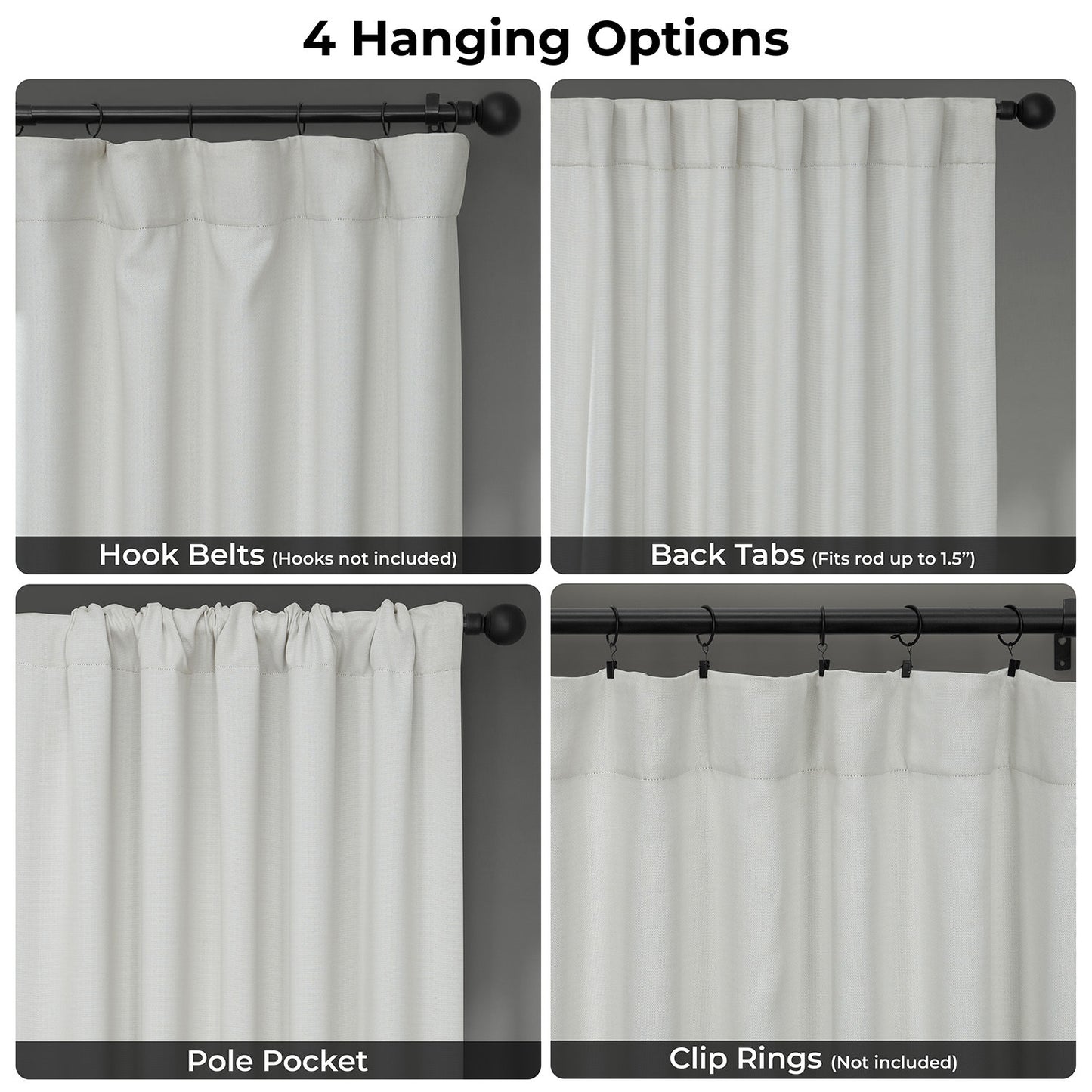 Oyster Mist Textured Faux Linen Room Darkening Curtain