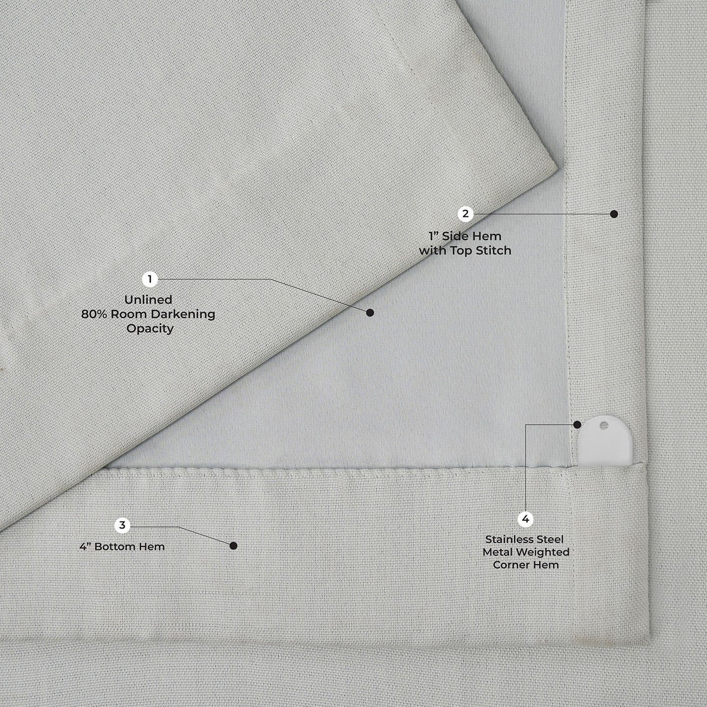 Oyster Mist Textured Faux Linen Room Darkening Curtain