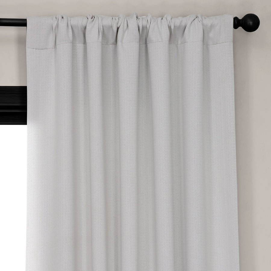 Oyster Textured Faux Linen Room Darkening Curtain