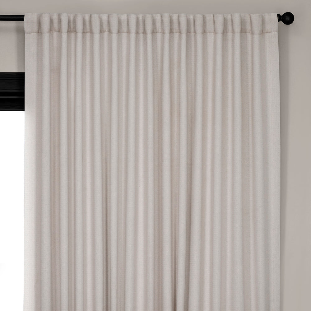 Birch Extra Wide Textured Faux Linen Room Darkening Curtain