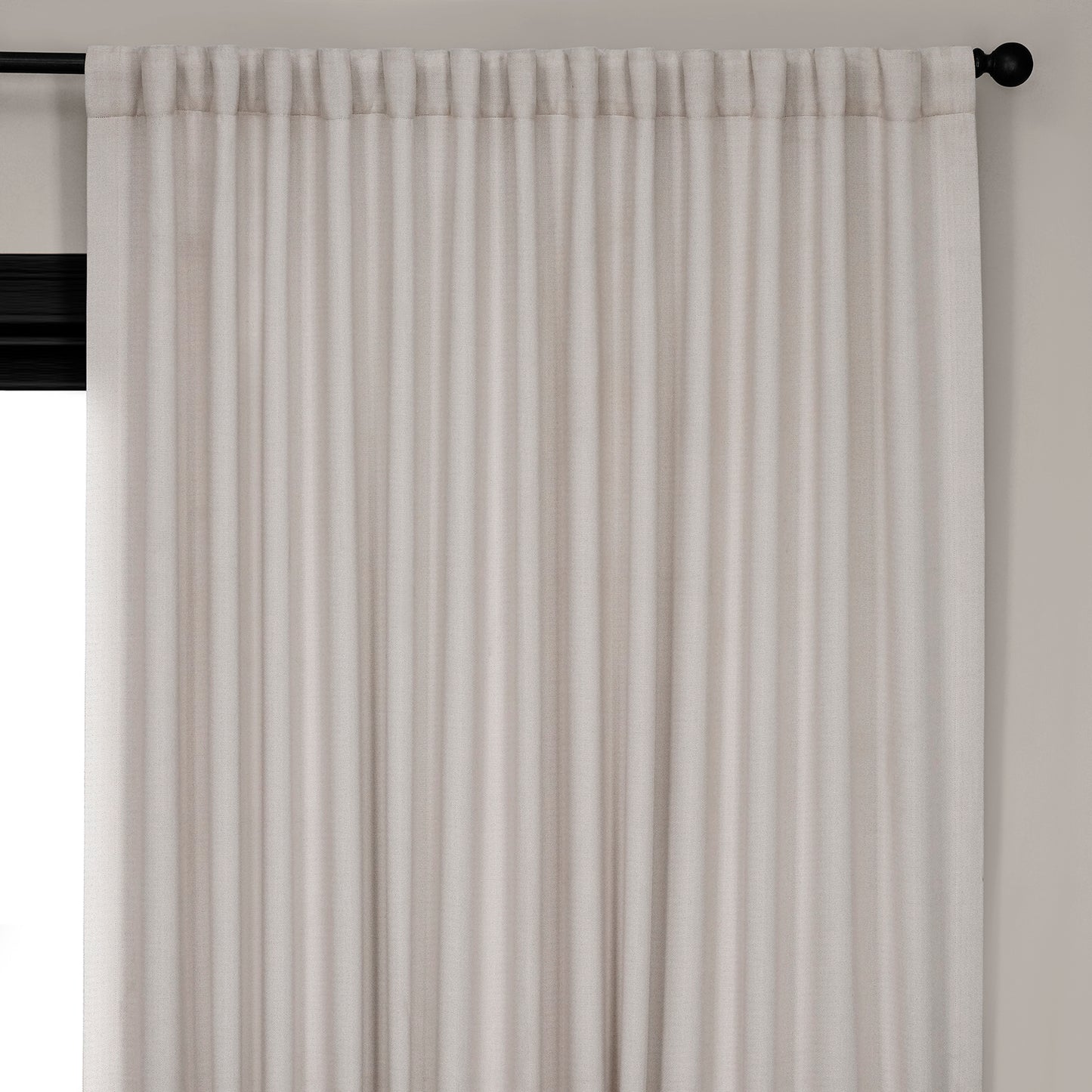 Birch Extra Wide Textured Faux Linen Room Darkening Curtain