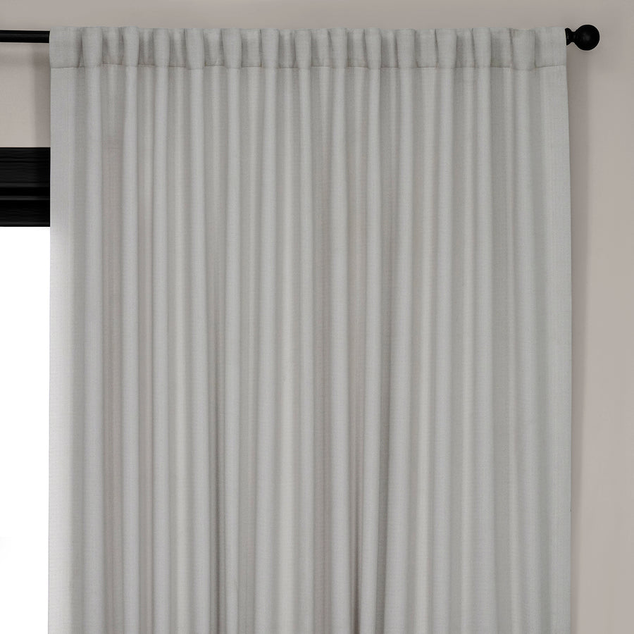 Birch Extra Wide Textured Faux Linen Room Darkening Curtain