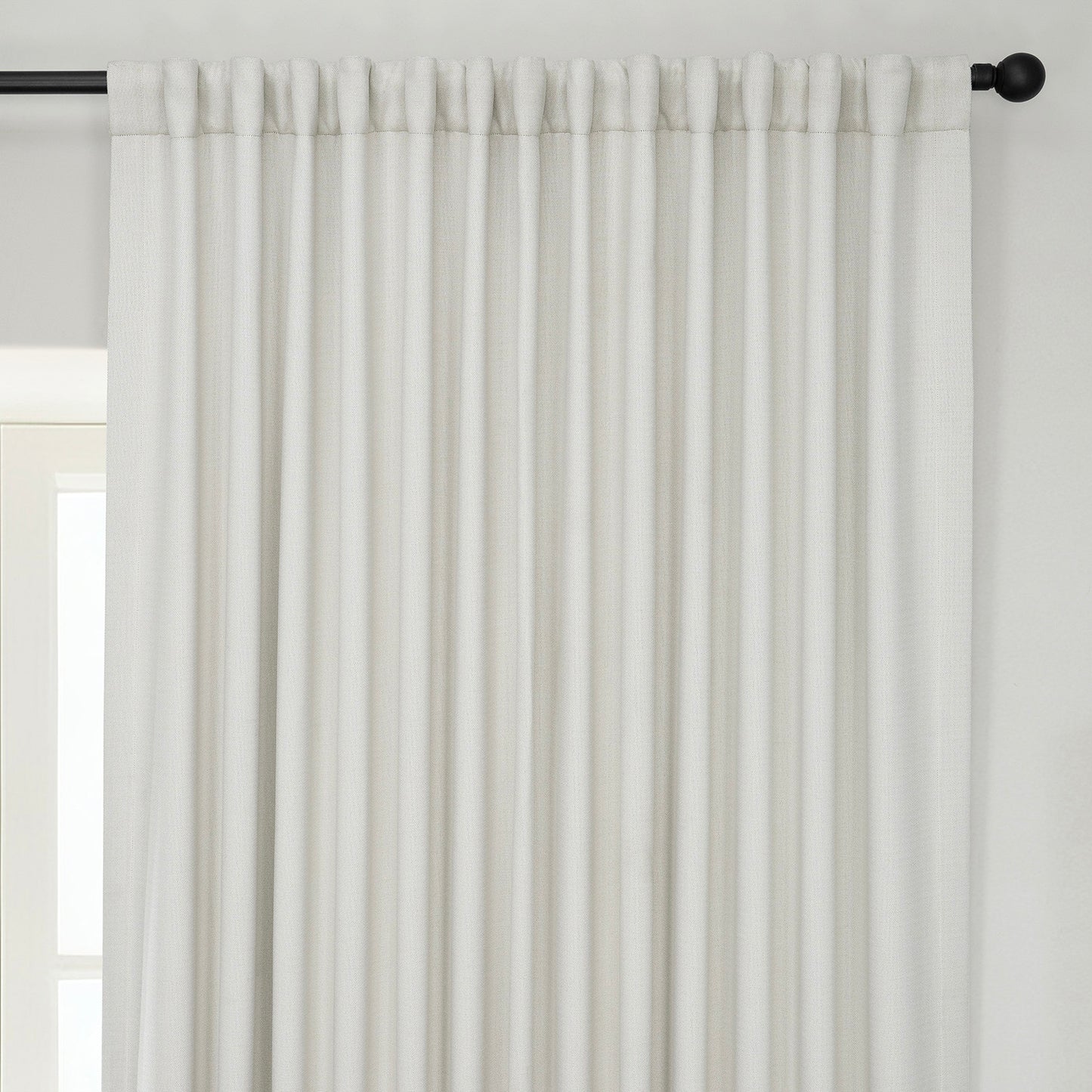 Birch Extra Wide Textured Faux Linen Room Darkening Curtain
