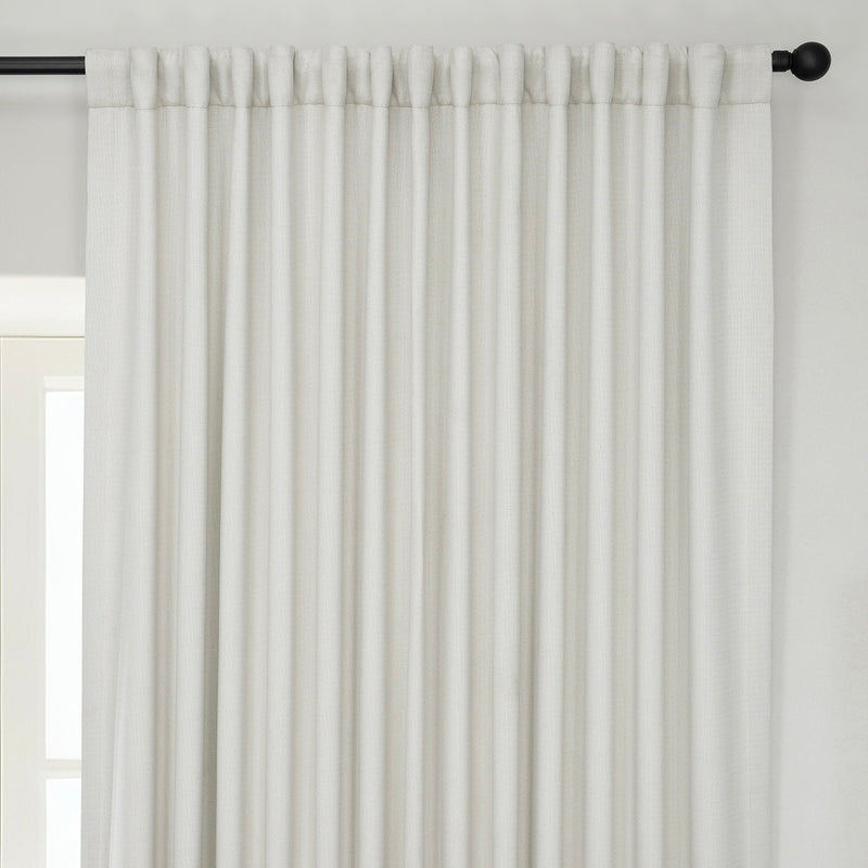 Birch Extra Wide Textured Faux Linen Room Darkening Curtain