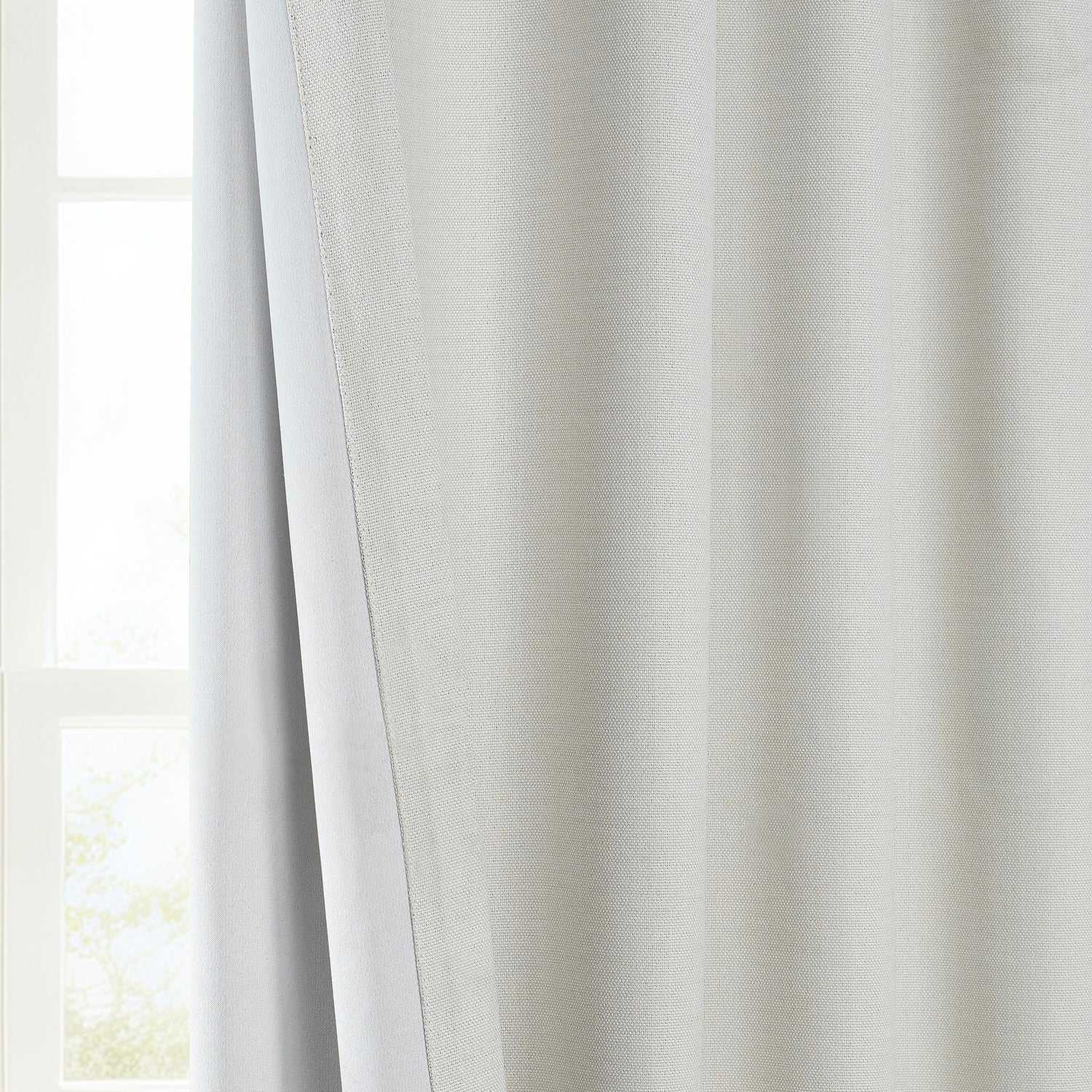 Birch Extra Wide Textured Faux Linen Room Darkening Curtain