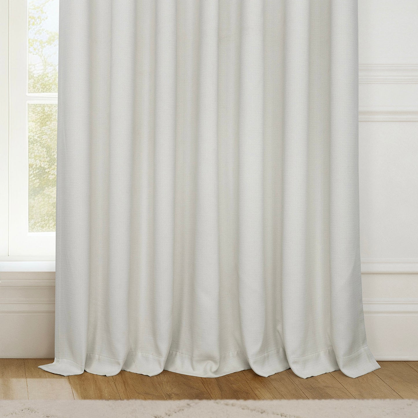 Birch Extra Wide Textured Faux Linen Room Darkening Curtain