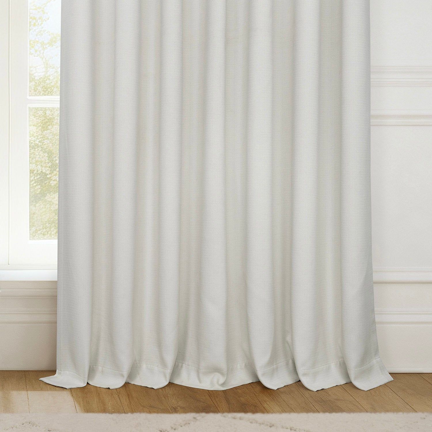 Birch Extra Wide Textured Faux Linen Room Darkening Curtain