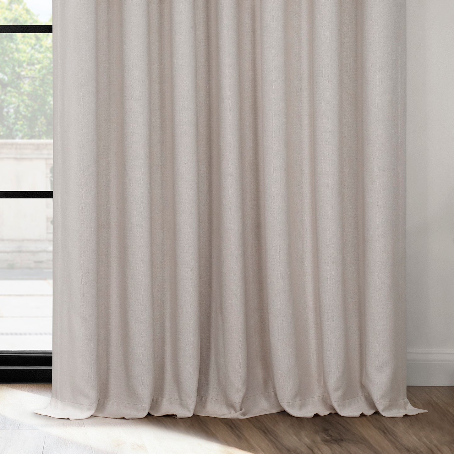 Birch Extra Wide Textured Faux Linen Room Darkening Curtain