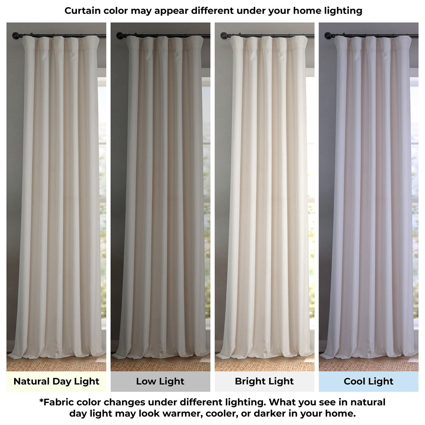 Birch Taupe Extra Wide Textured Faux Linen Room Darkening Curtain