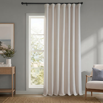 Birch Taupe Extra Wide Textured Faux Linen Room Darkening Curtain