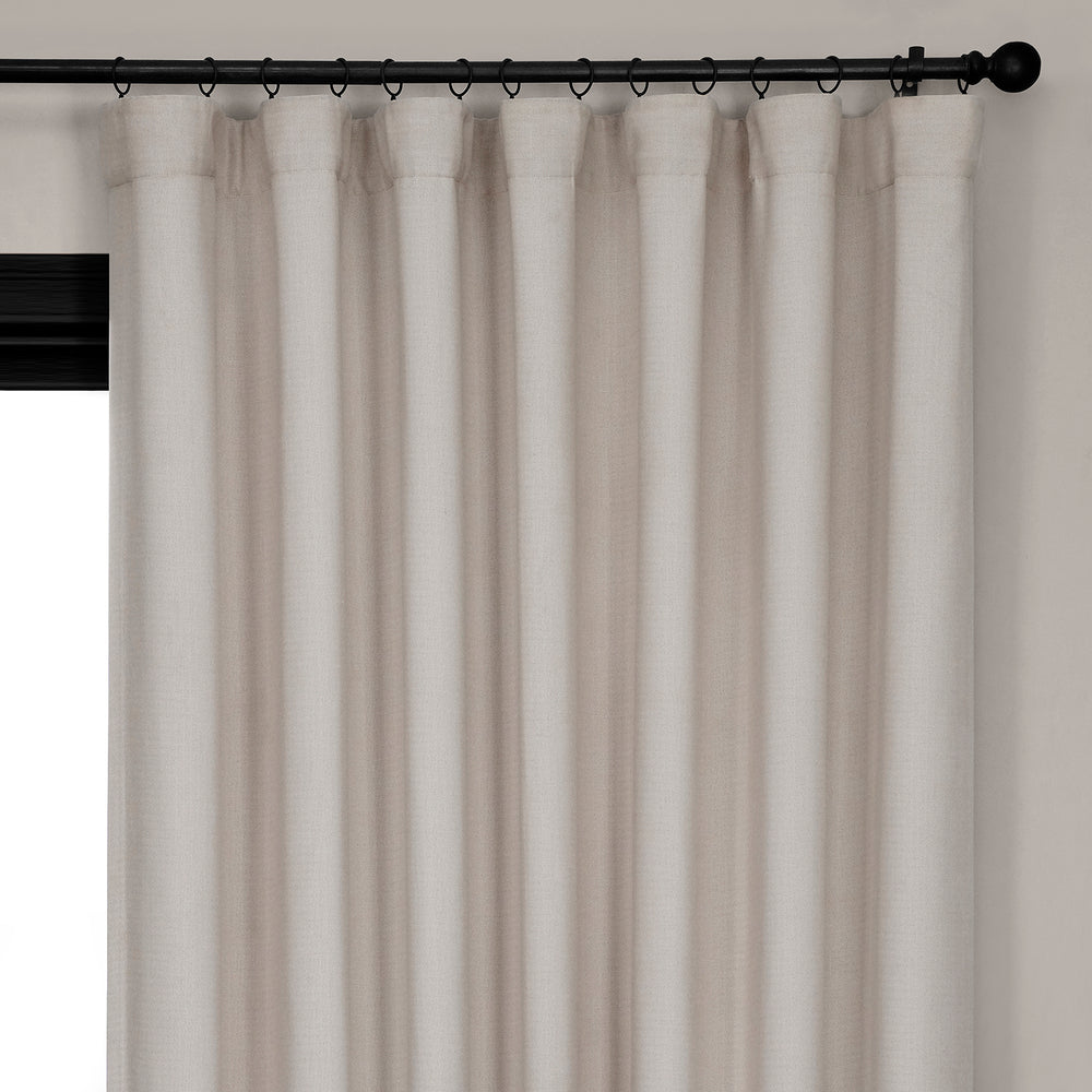 Birch Extra Wide Textured Faux Linen Room Darkening Curtain