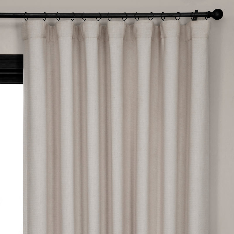Birch Extra Wide Textured Faux Linen Room Darkening Curtain