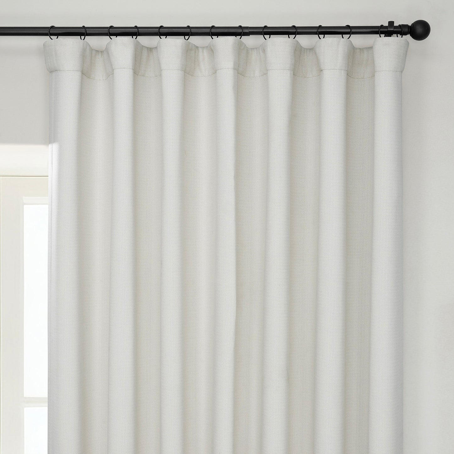 Birch Extra Wide Textured Faux Linen Room Darkening Curtain