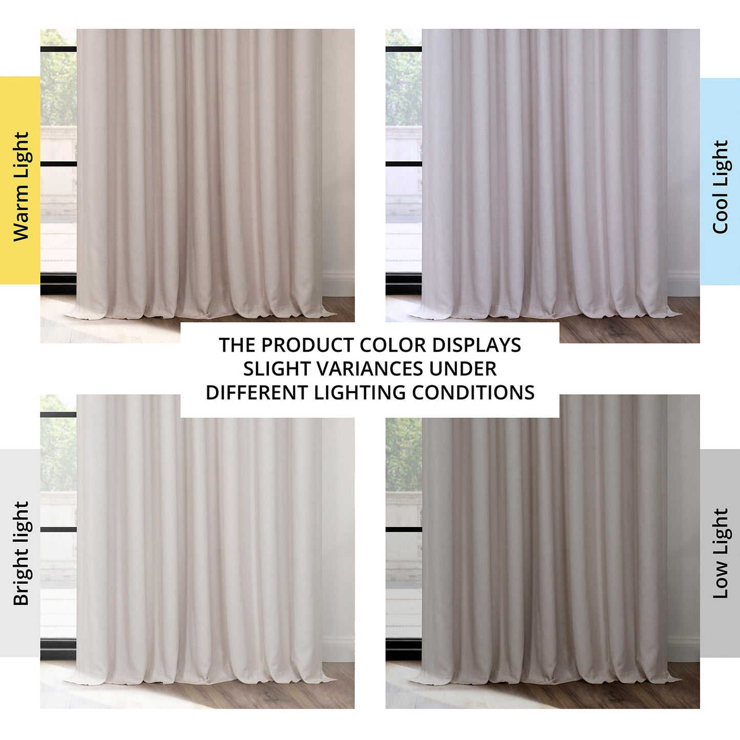 Birch Extra Wide Textured Faux Linen Room Darkening Curtain