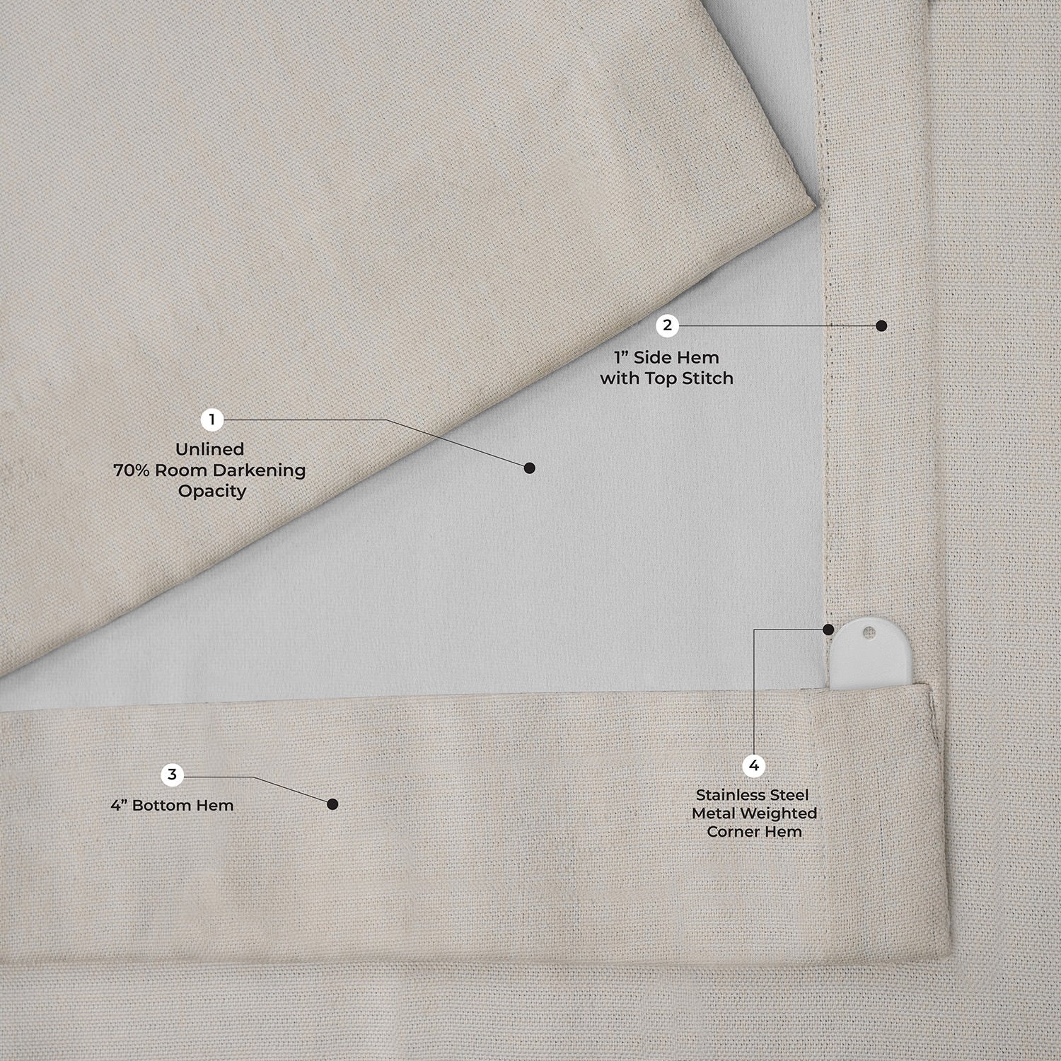 Birch Taupe Extra Wide Textured Faux Linen Room Darkening Curtain