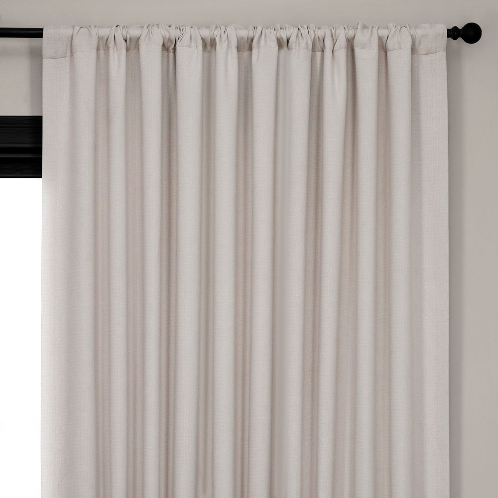 Birch Extra Wide Textured Faux Linen Room Darkening Curtain