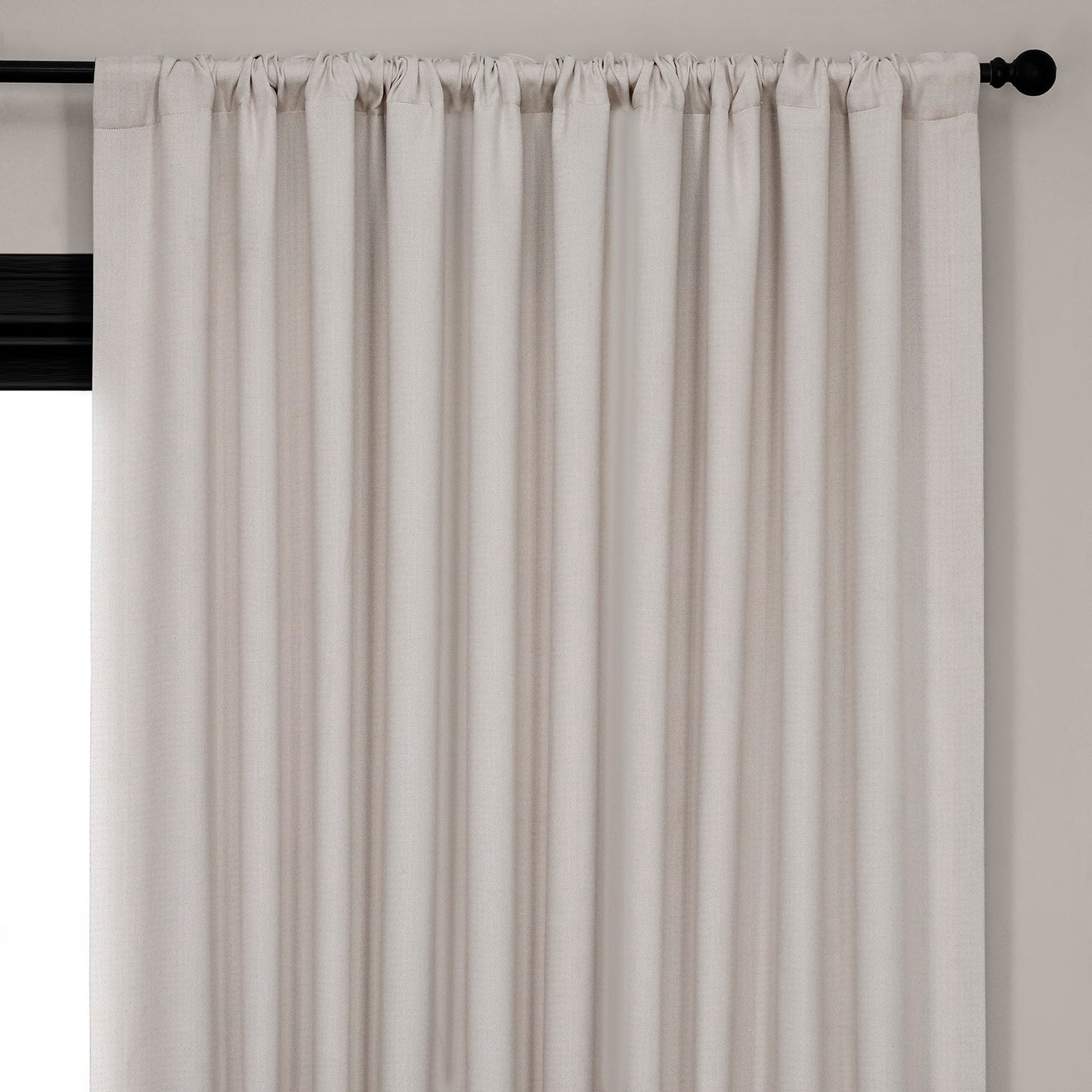 Birch Extra Wide Textured Faux Linen Room Darkening Curtain