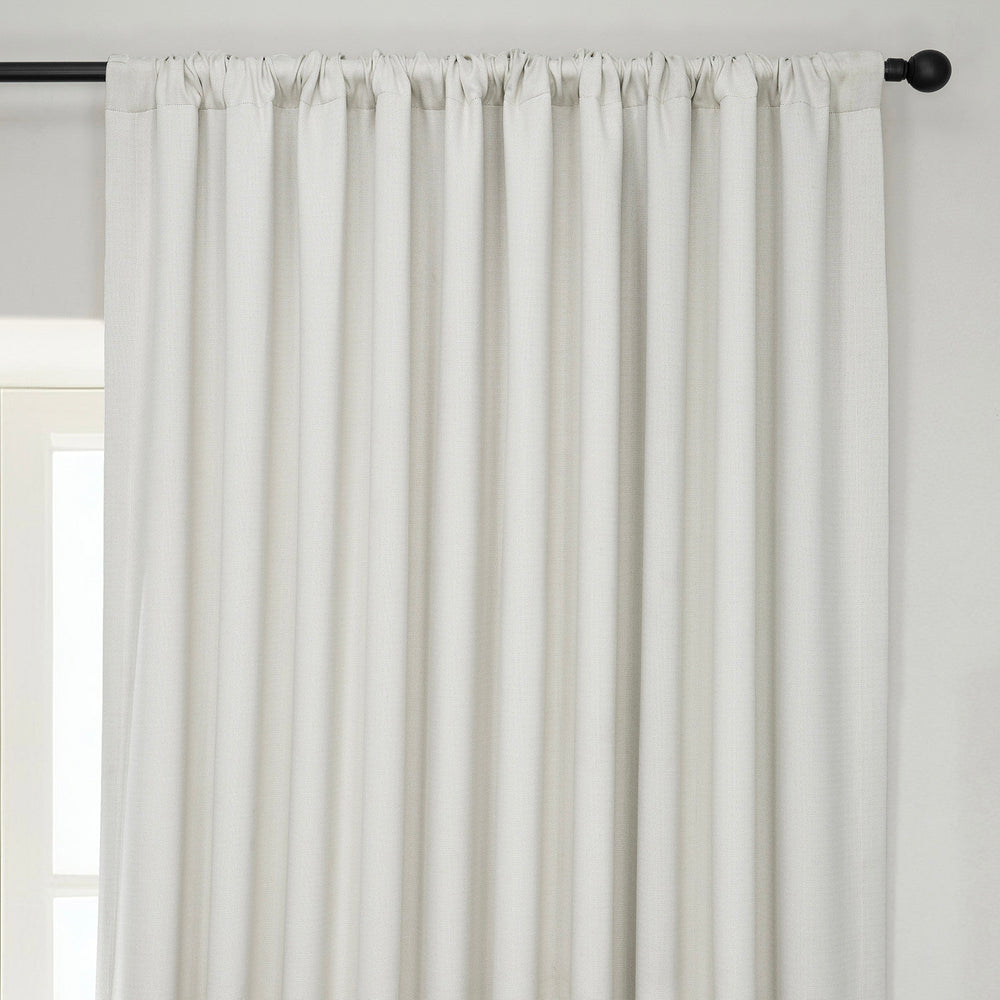 Birch Extra Wide Textured Faux Linen Room Darkening Curtain