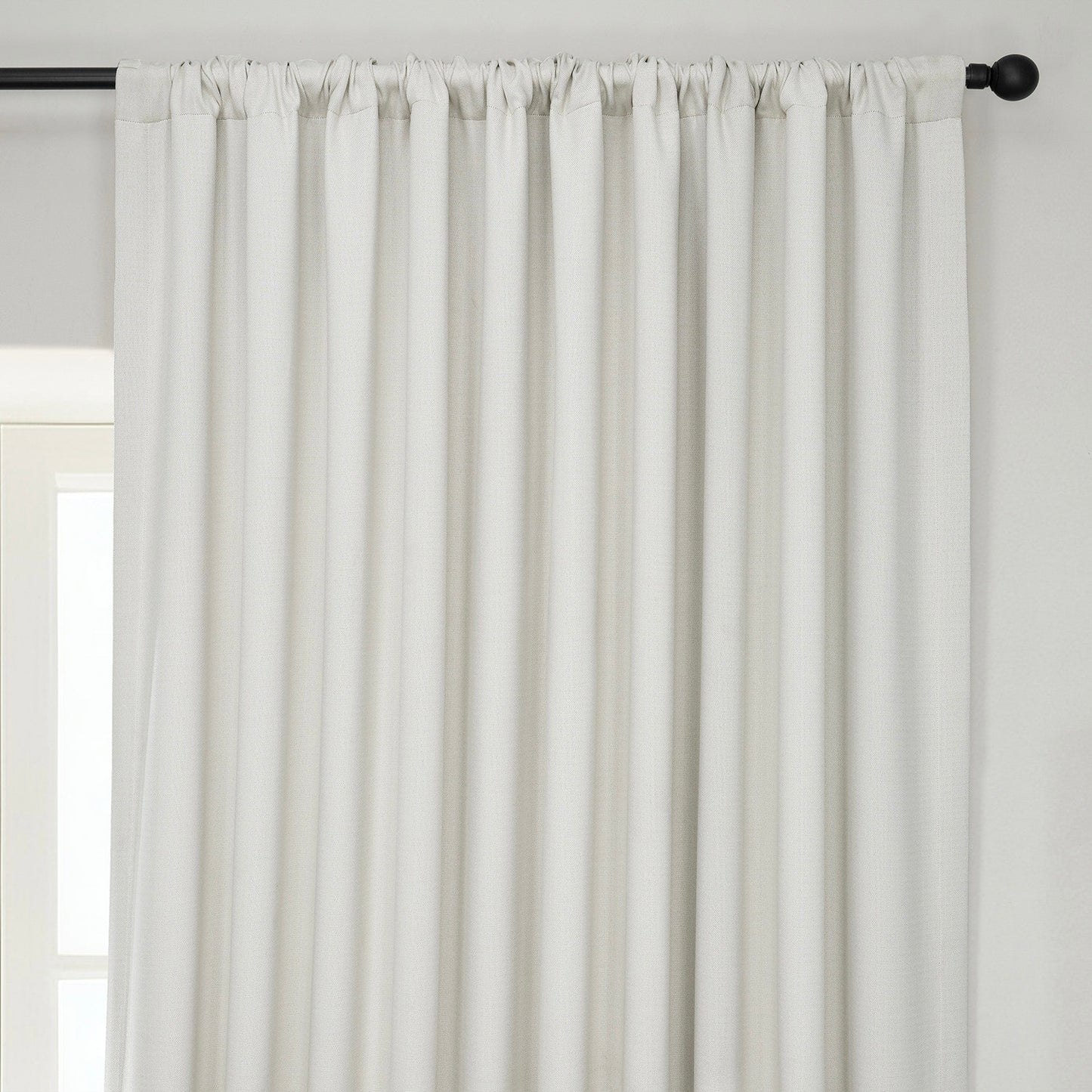 Birch Extra Wide Textured Faux Linen Room Darkening Curtain