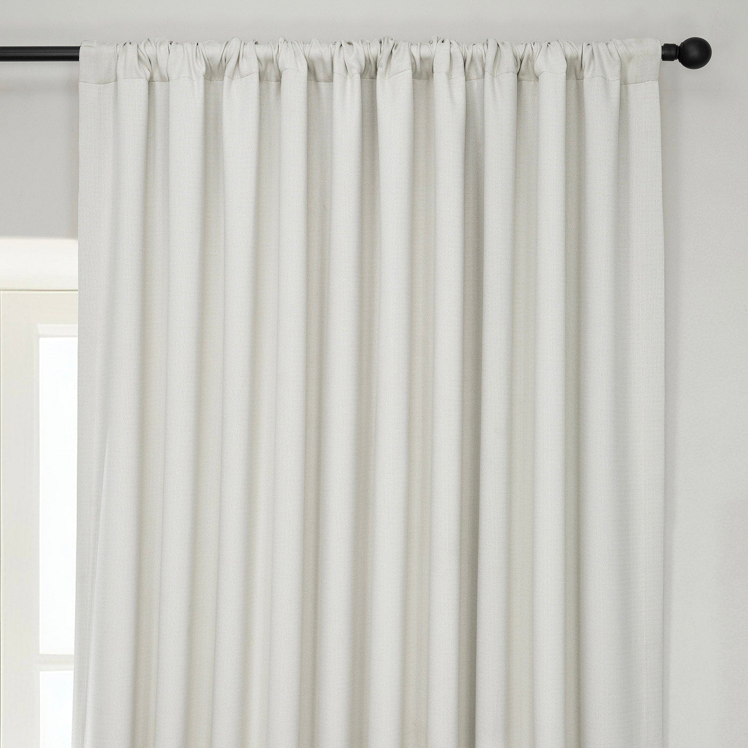 Birch Extra Wide Textured Faux Linen Room Darkening Curtain