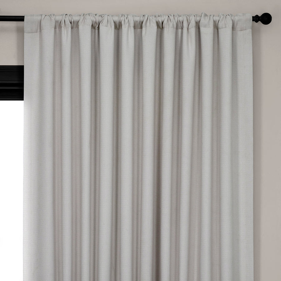 Birch Extra Wide Textured Faux Linen Room Darkening Curtain