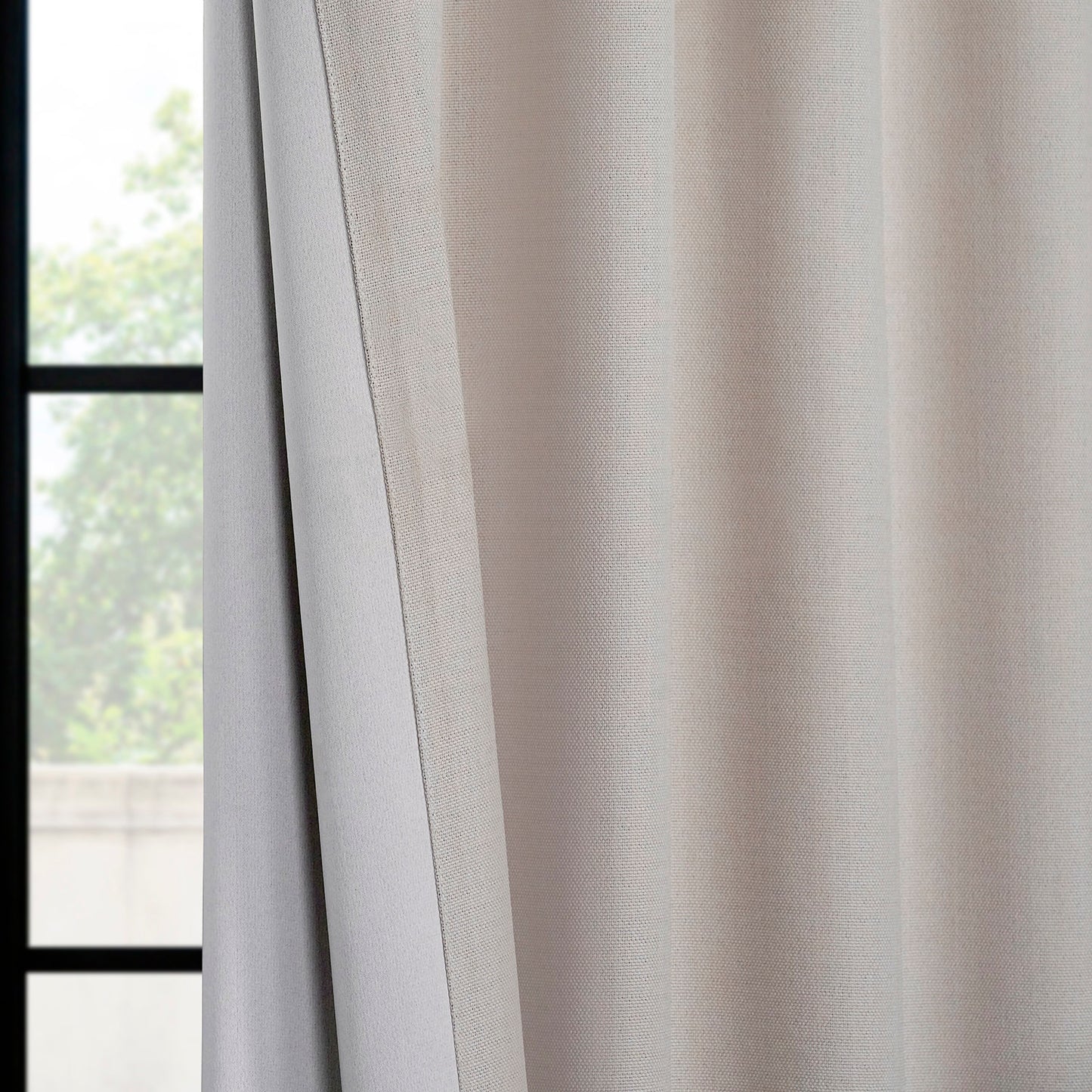 Birch French Pleat Textured Faux Linen Room Darkening Curtain