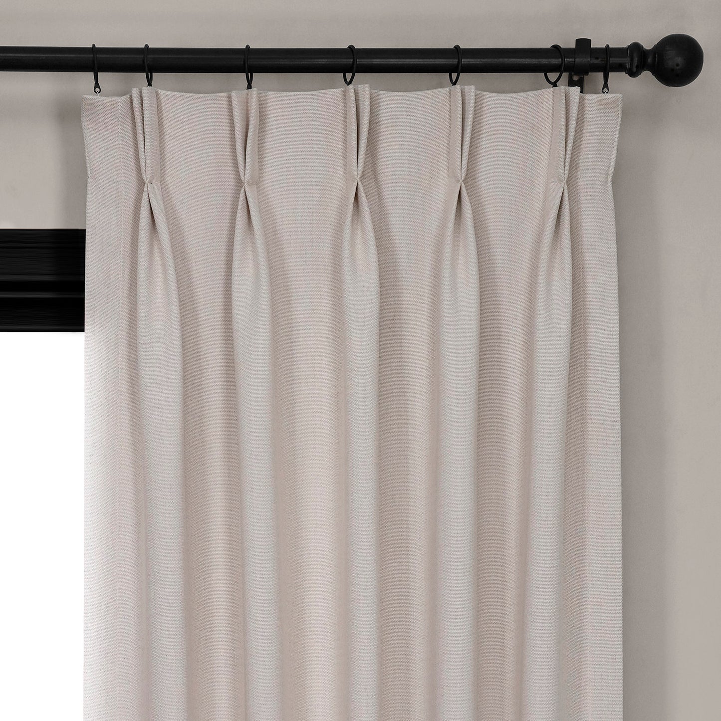 Birch French Pleat Textured Faux Linen Room Darkening Curtain