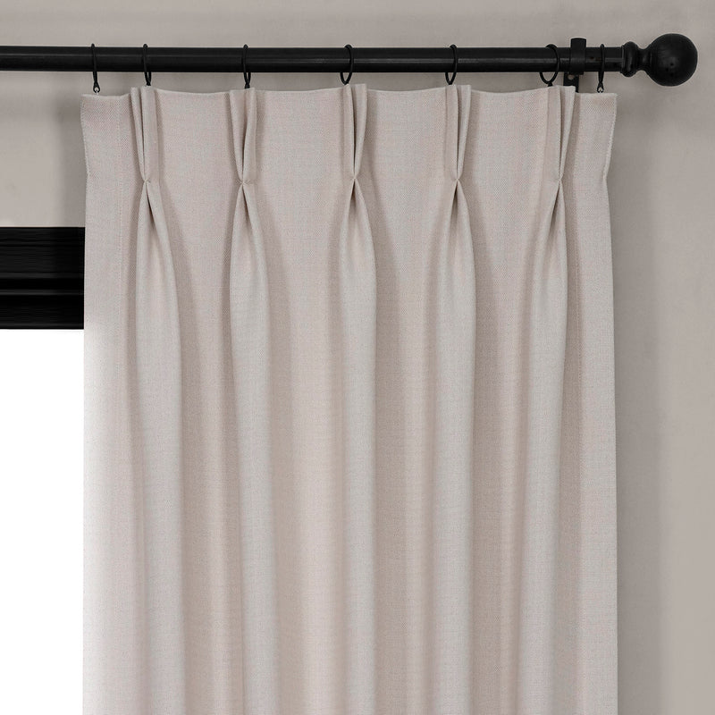 Birch French Pleat Textured Faux Linen Room Darkening Curtain