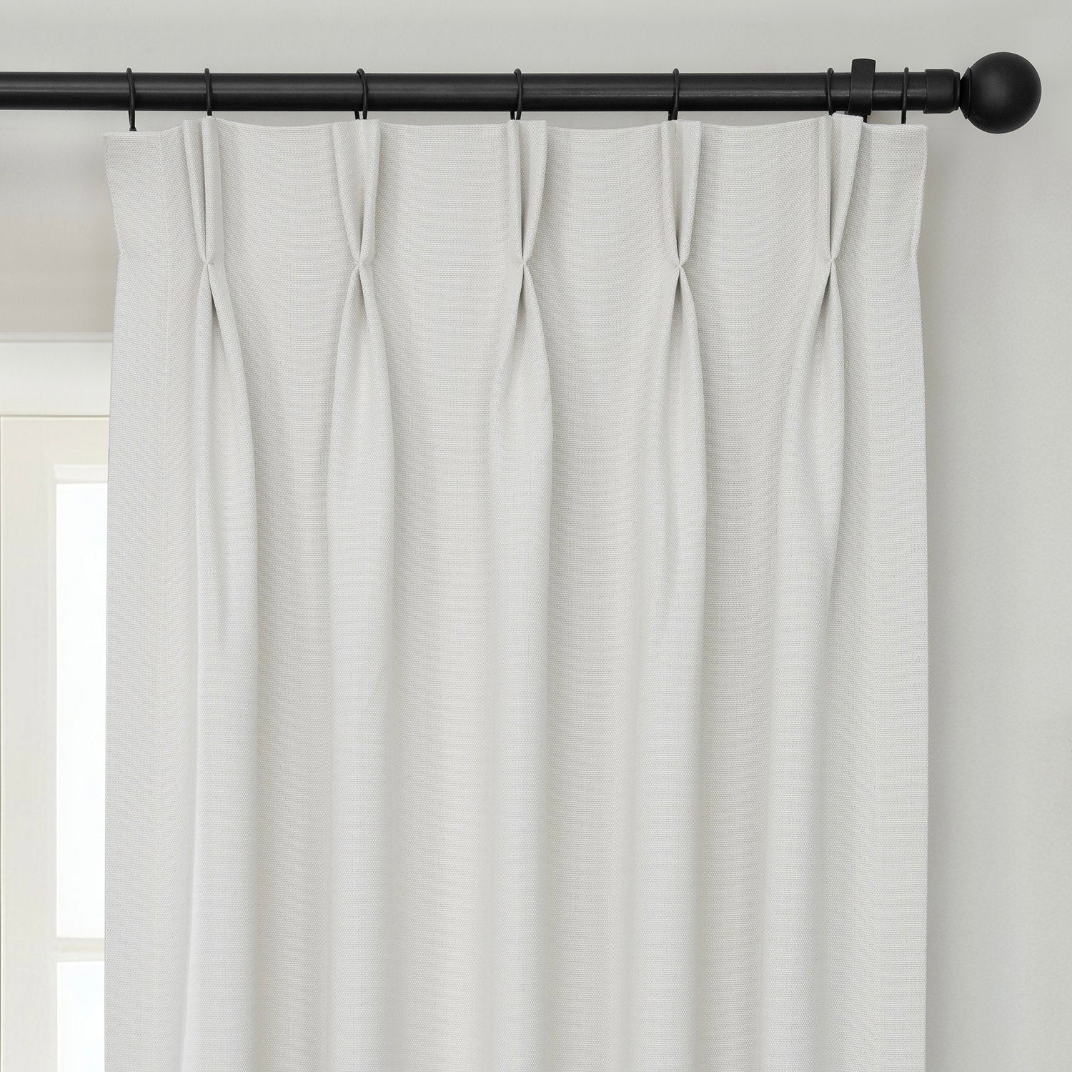 Birch French Pleat Textured Faux Linen Room Darkening Curtain