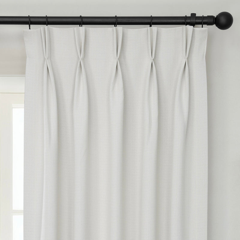 Birch French Pleat Textured Faux Linen Room Darkening Curtain