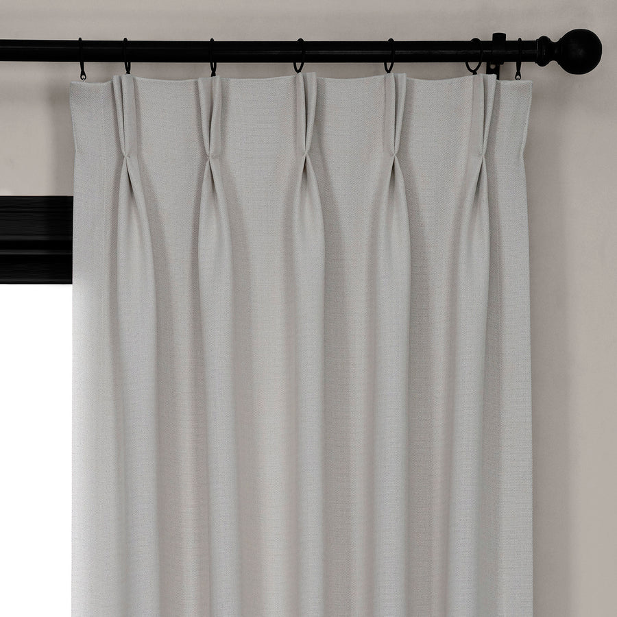 Birch French Pleat Textured Faux Linen Room Darkening Curtain