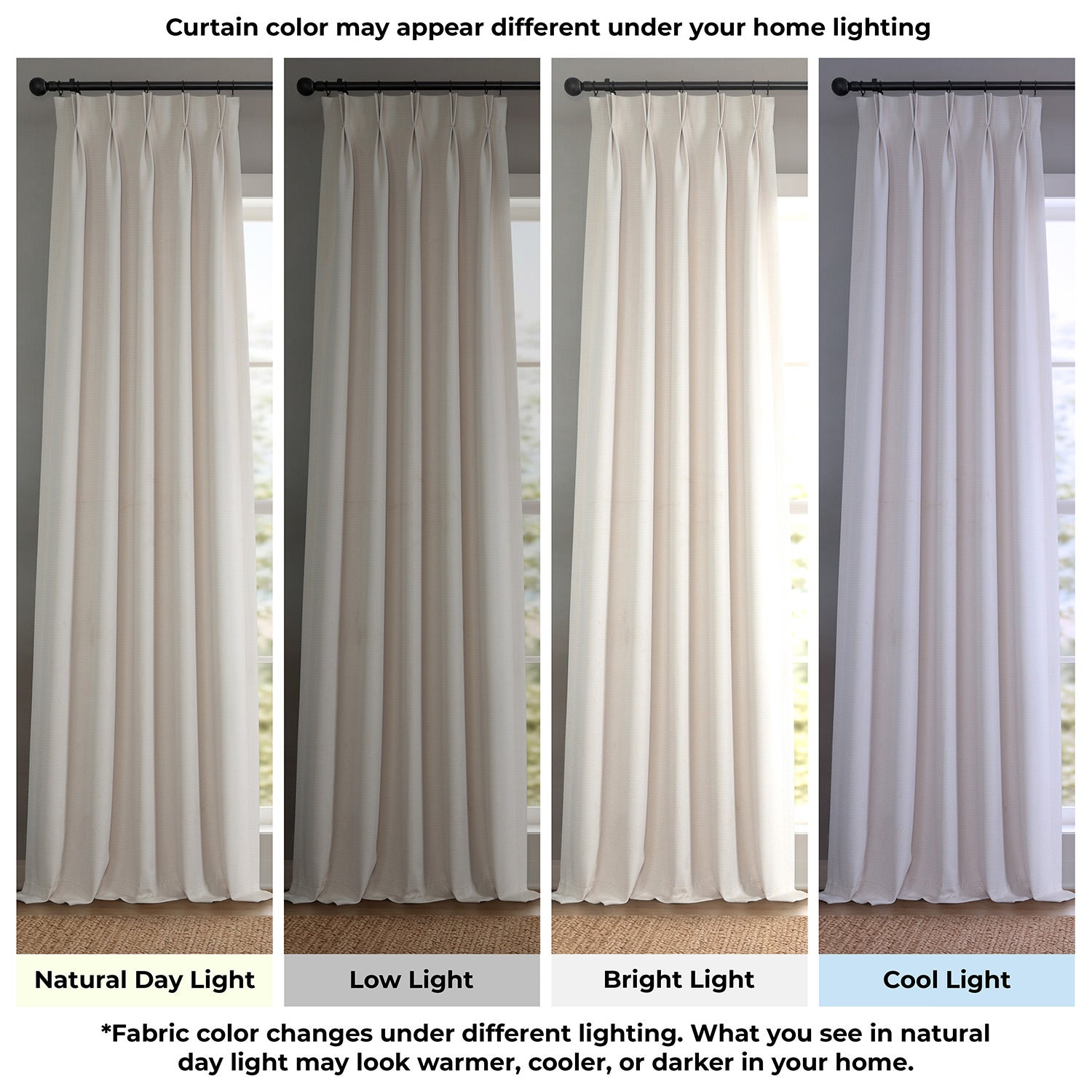 Birch Taupe Pinch Pleat Textured Faux Linen Room Darkening Curtain