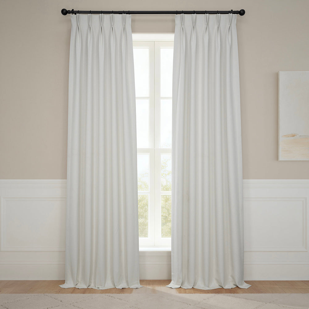 Birch French Pleat Textured Faux Linen Room Darkening Curtain
