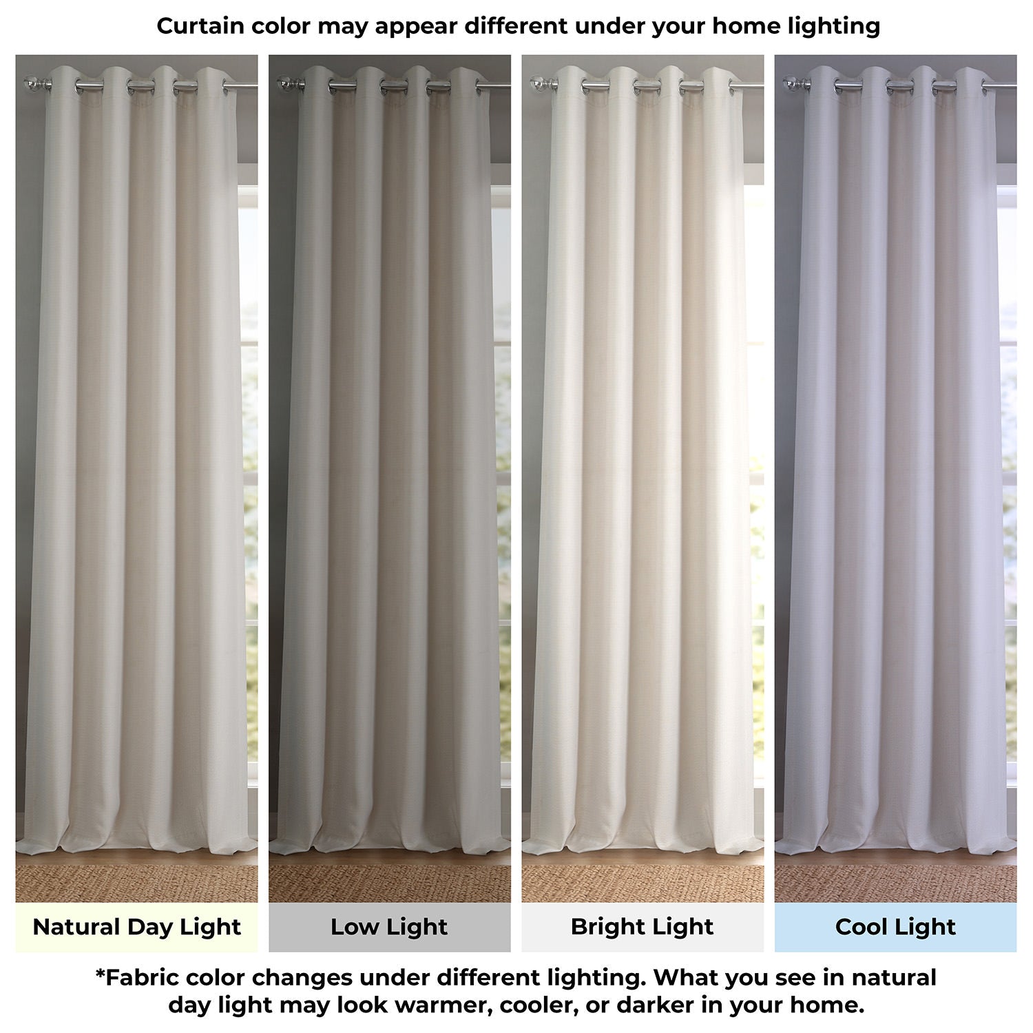 Birch Taupe Grommet Textured Faux Linen Room Darkening Curtain