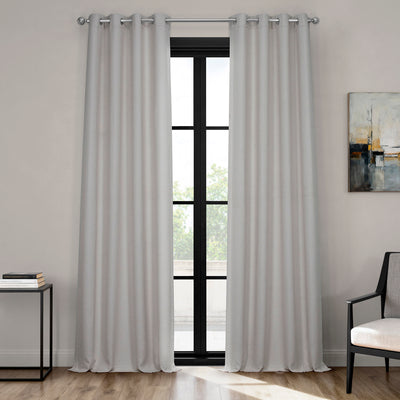 Birch Grommet Textured Faux Linen Room Darkening Curtain