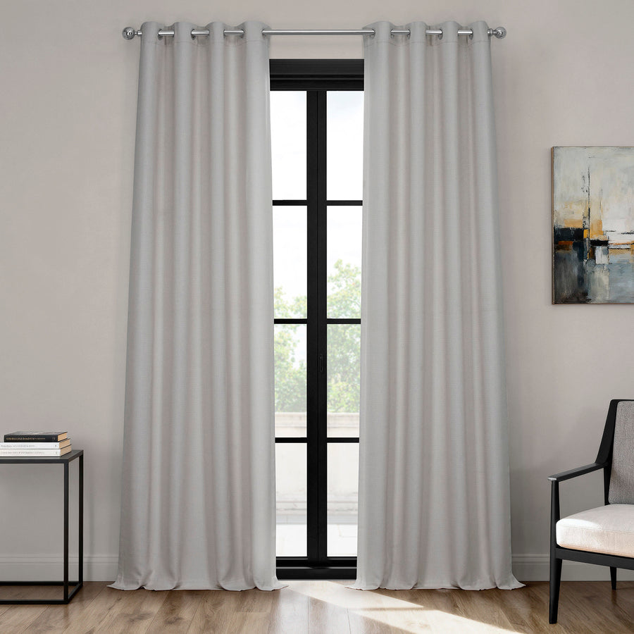 Birch Grommet Textured Faux Linen Room Darkening Curtain