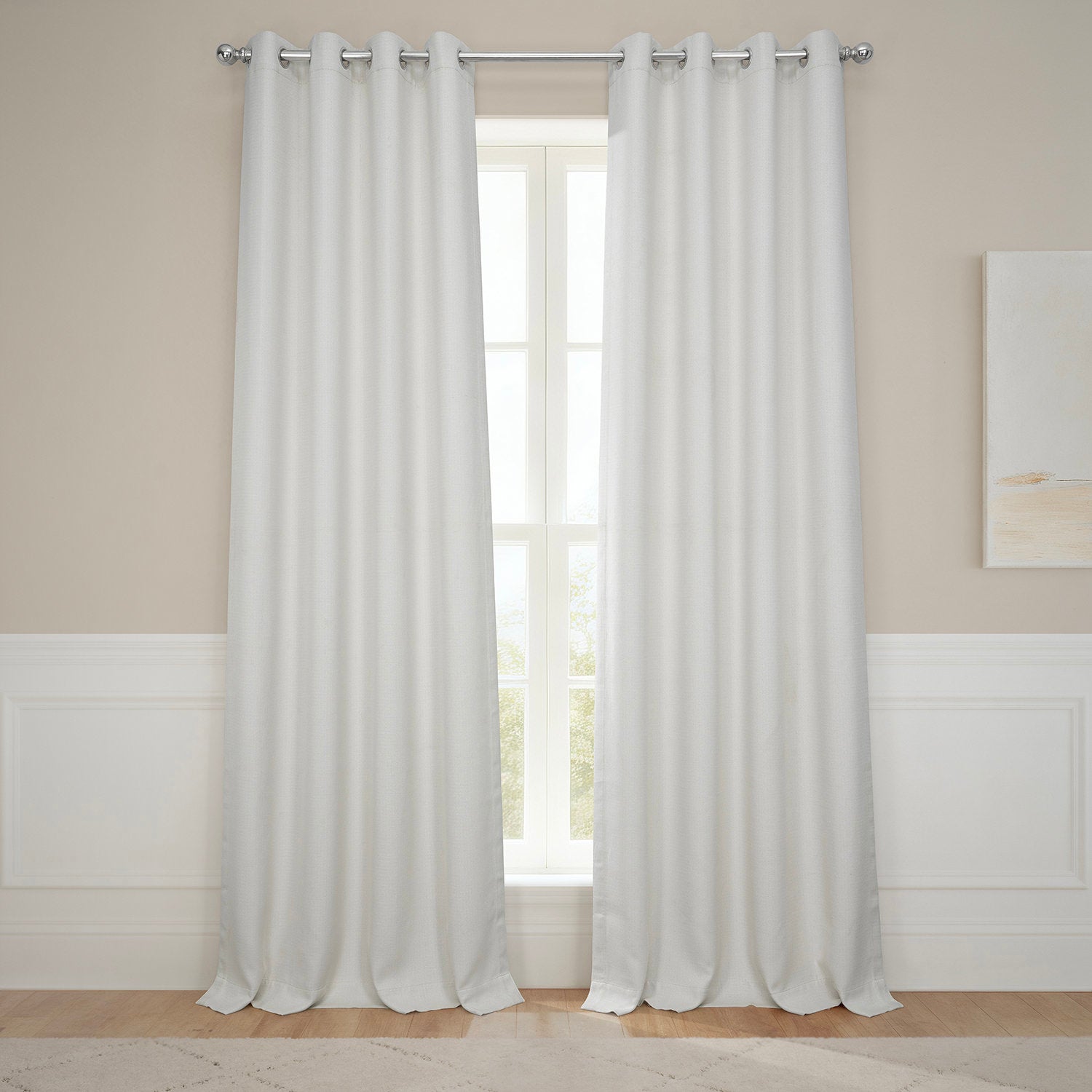 Birch Grommet Textured Faux Linen Room Darkening Curtain