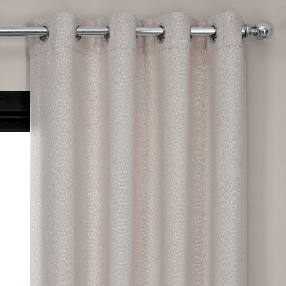 Birch Grommet Textured Faux Linen Room Darkening Curtain