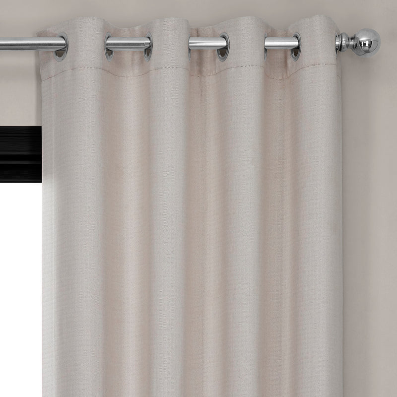 Birch Grommet Textured Faux Linen Room Darkening Curtain