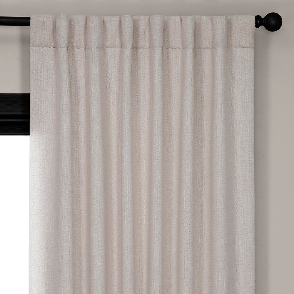 Birch Textured Faux Linen Room Darkening Curtain