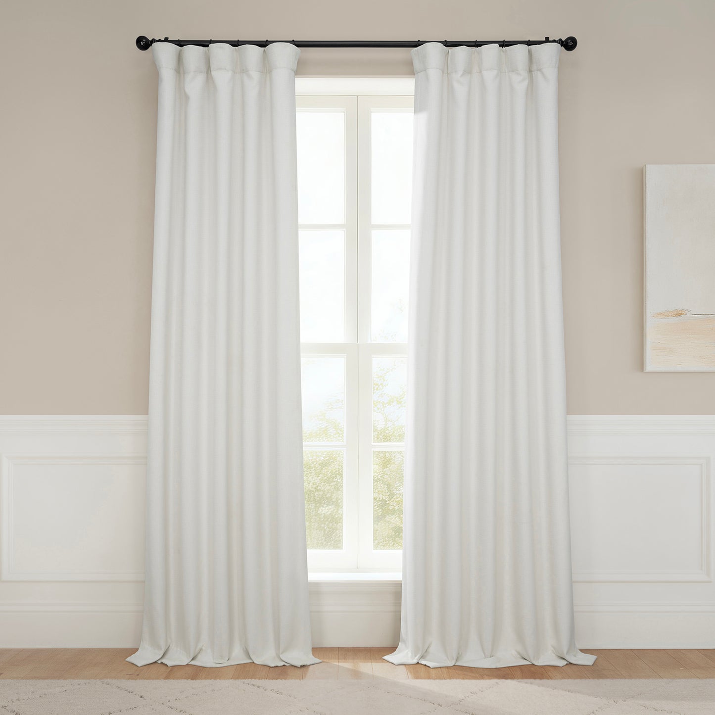 Birch Textured Faux Linen Room Darkening Curtain